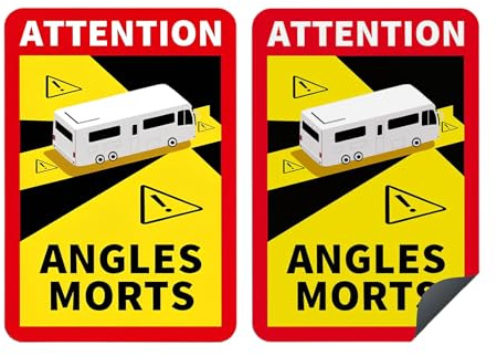 NOPVUFA 2 Stück Angles Morts Magnet Wohnmobil - Toter Winkel Aufkleber Magnetschilder Warnschilder Achtung für Bus & Wohnwagen, 17x25cm, Reflektierend & Wasserdicht