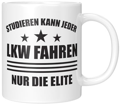 LIEBTASTISCH® Tasse mit Spruch - Studieren kann jeder LKW... - lustige Kaffeetasse für LKW Fahrer Geschenk - Geschenke Mechaniker Zubehör - Kfz Männer - weiss