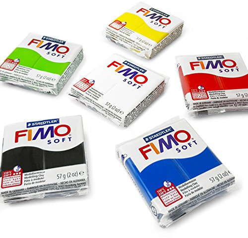 FIMO Soft Polymer Oven Modelling Clay - 57g - Starter Set of Beginner Colours x 6