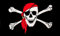 The Jolly Roger Pirate Red Scarf Flag - Impressive 5' x 3' Size - Durable Polyester Construction - Easy Attachment Metal Grommets - Unique Mirror Image Design - Pirate-Themed Parties