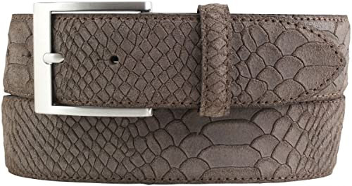 Gürtel mit Pythonprägung 4 cm | Leder-Gürtel für Damen Herren 40mm Schlangen-Optik |Schlangen-Muster Python-Muster | Braun 105cm