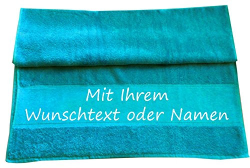 Druckreich Badetuch mit Ihrem Wunschtext oder Namen 140 x 70 cm/Fb. Azur