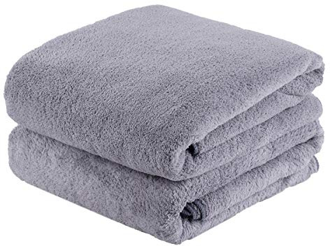 JML Luxury Hotel & SPA Bath Towels (2 Pack, 30x60) - 350GSM High Density Fleece Towel Sets - Super Soft and Absorbent, Lint Free, Fade Resistant, Grey
