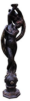 Antike Steinfigur Griechische Frauen Statue Nackte Statue Teichfontäne Gartenfigur Bronze Optik