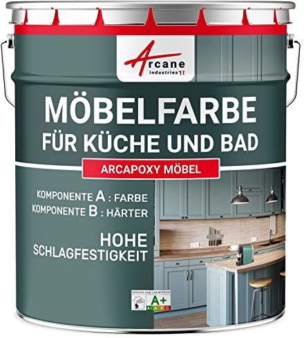 Peinture Meuble Cuisine, Salle de Bain - Résine Epoxy Bi-composant - ARCAPOXY MEUBLE - 2.5 kg (jusqu'à 30 m² en 2 couches) Gris Argent - RAL 7001 - ARCANE INDUSTRIES