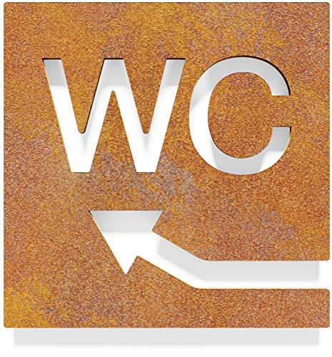 Vintage WC-Schild - selbstklebend - Retro Design Toiletten-Schild mit Pfeil links W-07-R