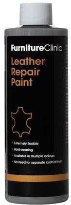 Furniture Clinic Leather Repair Paint & Dye | Self Seal Colourant for Quick and Easy Leather Repair | Suitable for Leather Sofas, Leather Car Seat, Shoes, Handbag, and More - Dark Grey, 1L