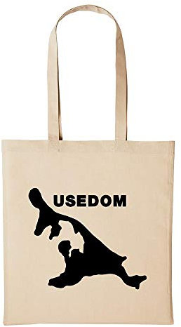 Jutebeutel USEDOM Insel Urlaub Holiday Geschenk Idee 10 Liter Einkaufstasche Natur Baumwolle