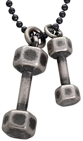 Handgemachte Anhänger Halskette Sterling Silber Anhänger Hanteln an Kugelkette Halskette für Männer Anhänger für Männer Hantelkette Gewichtheber Bodybuilder Halskette Valentinstag Geschenk