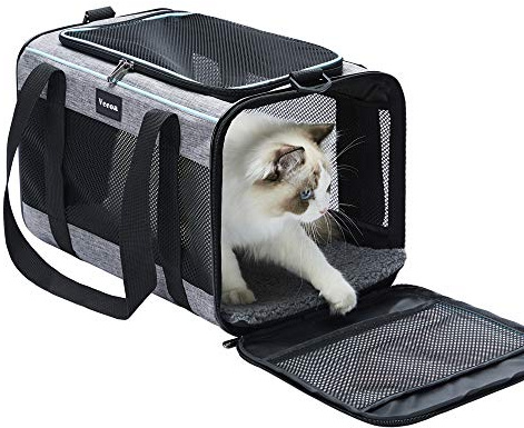 Vceoa 17.5x11x11 Inches Cat, Dog Carrier for Pets Up to 16 Lbs, Soft-Sided Cat Bag Animal Carriers Travel Puppy Carry As a Toy of Fabric Pet Home