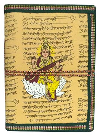 Purpledip Handgemachtes Papier Tagebuch Göttin Saraswati: Vintage Tagebuch Notizbuch mit Fadenverschluss (12083)