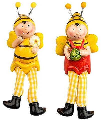 Ideen mit Herz Deko-Figuren mit Schlenkerbeinen | Frühling & Ostern | Kantensitzer | Kantenhocker | 18 cm (Bienen)