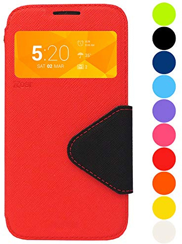 Roar Handyhülle für iPhone 6 / 6S Hülle mit Fenster Klappbar Magnetisch Flip Case Tasche Klapphülle Etui Schutzhülle, Rot