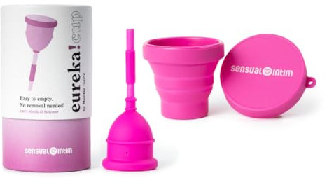 EUREKA! Cup | Pacchetto Coppetta Mestruale Eureka! Coppetta + Sterilizzatore | 100% Silicone Medico | L'Unica Coppetta Mestruale Che Si Può Svuotare Senza Rimuoverla (M/L)