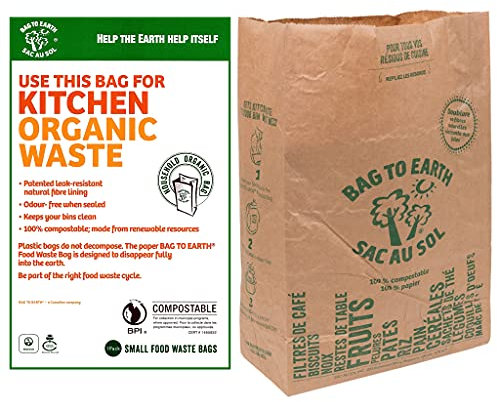 Bag to Earth -Kitchen Food Waste Bag, Set of 2 - Compostable, Leak-Resistant, 3.0 Gallons, 60 Count