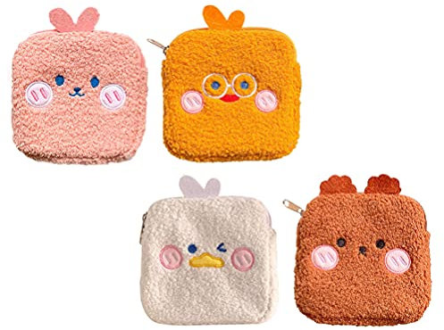 Housoutil Menstruations- Sanitärperiode Pads Bag: 4Pcs Girls Tampon Pouch Kit- Tragbare Sanitäre Serviette Aufbewahrungstaschen Reisen Sanitärservietten Taschen (Sortierte Farbe)