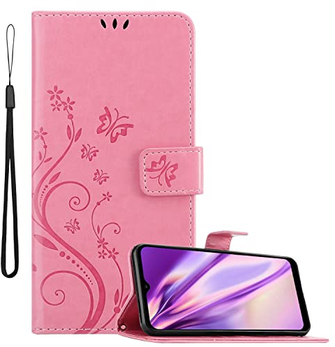 Cadorabo Hülle kompatibel mit Motorola Moto G10 / G30 Blumen Design aus Kunst Leder Flip Klappbare Magnetische [Standfunktion] [Kartenfächern] Cover Hülle für Motorola Moto G10 / G30 Tasche in Rosa