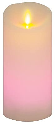 Luminara Colour Changing Flameless Moving Flame LED Candle with Remote | Large Unscented Orange Pink Battery-Powered Candle (3 x 6.5-inch), Flickering Light