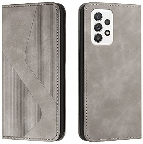 NEXCURIO Handy Hülle für Samsung Galaxy A53 5G Handyhülle mit Kartenfäch Klapphülle Klappbar Schutzhülle Leder Flip Wallet Case Cover Tasche Handytasche Stoßfeste - Grau