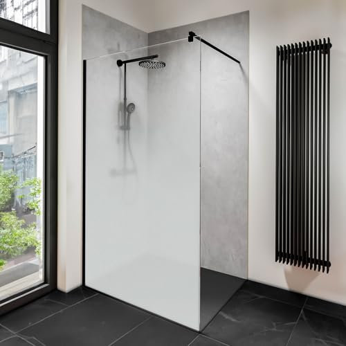 Schulte paroi de douche fixe à l'italienne 90 x 200 cm, barre 122 cm incluse, profilé aspect chromé, montage gauche droite, verre de sécurité 6 mm brume, plage de réglage 88.0-90.5