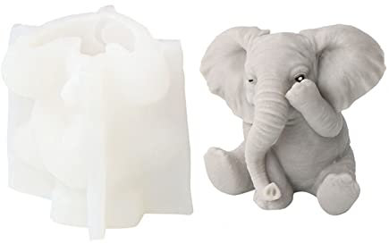 Xidmold 3D Elefant Silikonform, Tier Elefant Kerzenform Seifenform, Elefant Silikon Backform Kuchenform für Fondant, Tortendeko, Schokolade, Seife, Sojawachs Kerzen, Handwerk (C)