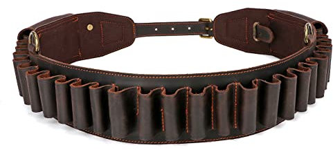 TOURBON Cintura per cartucce di fucile 12ga Bandoliera in pelle Porta munizioni da 25 conchiglie