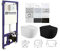 WC Komplettset Spülrandlos Sitz Soft Close Vorwandelement Unterputz Spülkasten Vorwandspülkasten Keramik Unterputzspülkasten Wand WC Set Schüssel weiß/schwarz + Drückerplatte (SD 10, weiß)