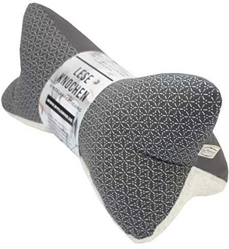 Nackenkissen Leseknochen Lesekissen dunkelgrau anthrazit mit Teddyplüsch (Ohne Namensbestickung)