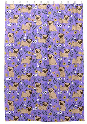 GuoChe Mops Blumen Duschvorhang Duschvorhänge für Badezimmer Wasserdicht 122 x 183 cm