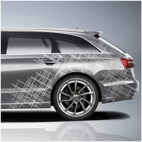 Finest Folia 6er Set XXL Auto Aufkleber je 60x60cm Motorrad Bus Sticker Kfz Zubehör Camouflage Tuning Dekor Linien Design Folie KX076 (01 Silbergrau Metallic)