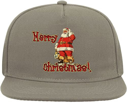 Merry Christmas Santa Gifts Holiday Funny Snapback Flat Visor Cotton Blend Cap Grau