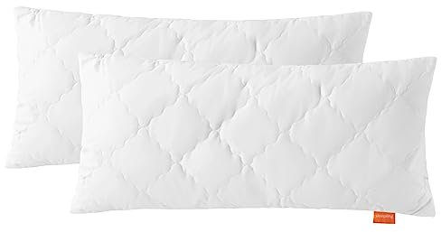 sleepling Kopfkissen Bambus 2er Set 40 x 80 cm, Bezug 100% Baumwolle versteppt mit 100% Viskose (Bambus-Zellstoff), 700 gr. Füllgewicht, Ökotex, waschbar, weiß