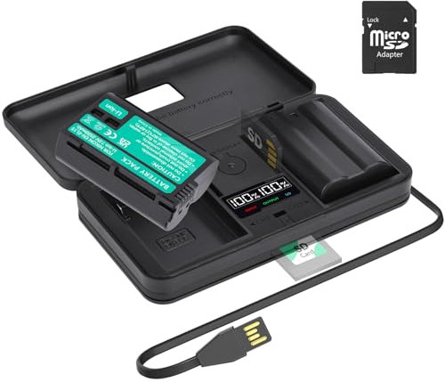 2er Pack ENEL15 Akku mit LCD Ladegerät - Built-in USB Kable Ladegerät with Type C Port für Nikon EN-EL15a Z7II Z7 Z6II Z6 D850 D750 D610 D600 D500 D7500 D7200 D7100 D7000 D810A D810 D800E D800 Akku