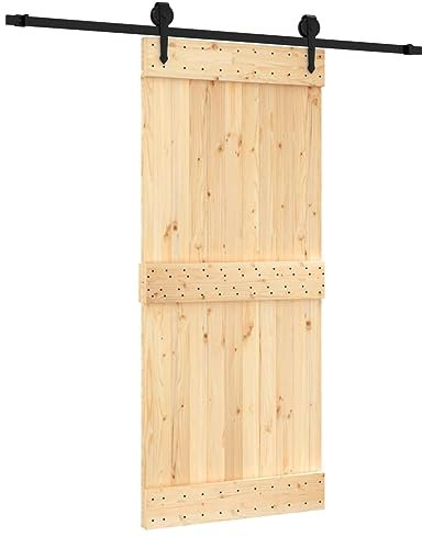 vidaXL Porte coulissante et kit de quincaillerie 90x210 cm pin Massif