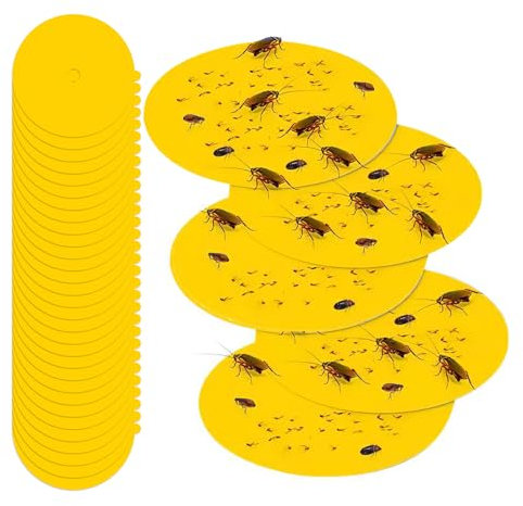 30Pcs Flea Trap Sticky Sticker, 12cm Diameter Circular Flea Traps for Home Replacements Pads Bed Bug Flea Trap Sticky Sticker, Compatible with 12cm Diameter Disc Flea Light Trap(Yellow)