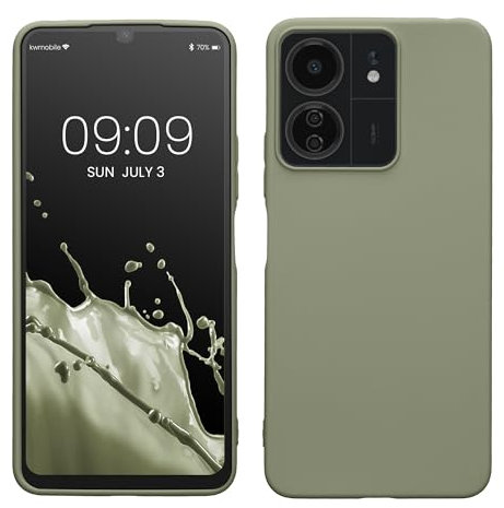 kwmobile Housse Compatible avec Xiaomi Poco C65 / Redmi 13C Coque - Housse de téléphone Protection Souple en Silicone - Vert Gris