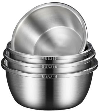 Salad Bowl Mixing Bowls Pots Pans Set - 4 Piece Nesting Storage Bowls for Cooking Baking, BBQ Serving Trays - Versatile Kitchen Utensils