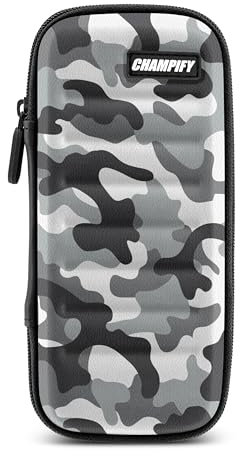 Champify® Darttasche mit Haltesystem gegen Verrutschen der Dartpfeile | Hard-Case zum Schutz für 3 Steeldarts/Softdarts & vielen Taschen für Dart Flights & weiteres Darts Zubehör