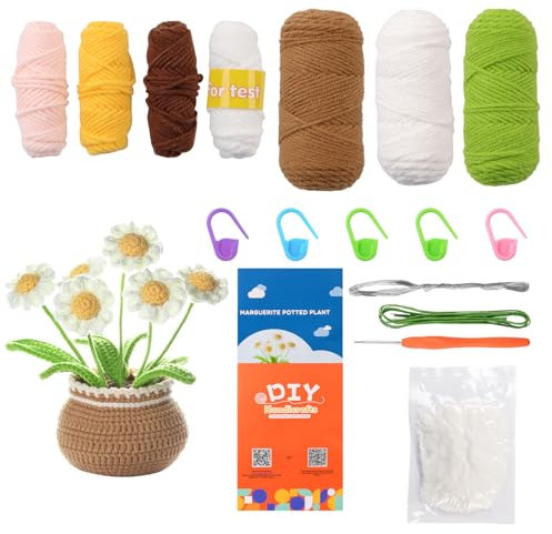 NICKLIN Kit de Crochet pour Débutants avec Crochets Petite Marguerite - Kit de Démarrage pour Adultes avec Tutoriel Vidéo et Instructions pour I'artisanat DIY