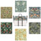 WWOOPLL William Morris Drink Coasters Set of 6, Vintage Botanical Floral Garden Absorbent Square Ceramic Stone Mat Coaster, with Cork Base and Metal Holder, Anti-Slip Cork Bottom for Mugs and Glasses