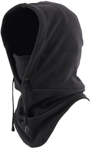 KLLJ Cagoule respirante Cagoule faciale Hiver Masque de ski thermique Couverture faciale Cagoule Moto Vélo Coupe-vent Chapeau pour hommes et femmes, Noir, Noir , 38