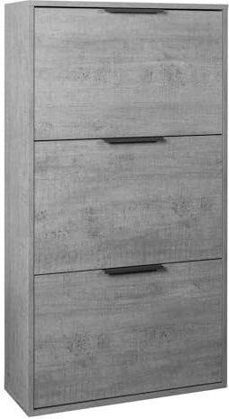 Composad | Scarpiera della Linea ESPRESSO Doppia Profondità, con 3 Ribalte, Scarpiera Salvaspazio, Ingresso, Ripostiglio, Portascarpe, (LxAxP) 65x119,5x25 cm, Colore Grigio Cemento, Made in Italy