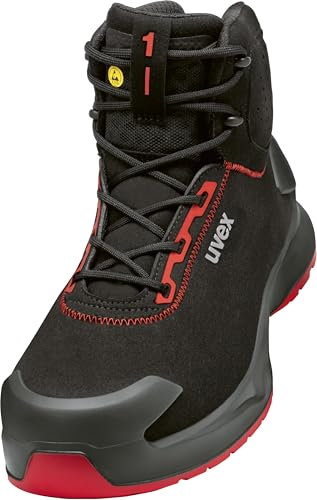 Uvex 1 x x craft S3L FO SC SR - Botas de seguridad deportivas, puntera protectora sin metal, ancho 11, rojo/negro, 43 EU