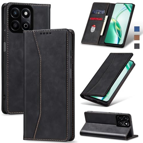 Jasonyu Coque pour Honor 200 Smart 5G,Housse Etui en Cuir PU Portefeuille [Antichoc] [Magnétique] [Porte Cartes] [Stand Fonction] Flip Coque (Noir)