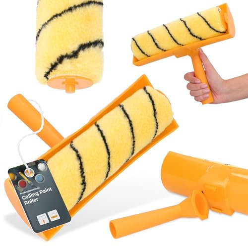 Farbrroller Malerrolle 25 cm mit Spritzschutzbehälter Farbwalze Malerwalze Farbe Decke Streichen Malen Roller Profi Deckenroller Anti-Spritz-Roller Strapazierfähigen