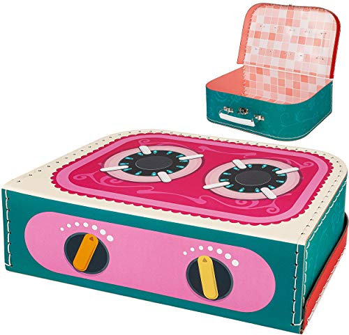 alles-meine.de GmbH Koffer/Kinderkoffer - GROß - Küchen - Kochfeld - 29 cm - ideal für Spielzeug und als Geldgeschenk - Pappkoffer - Puppenkoffer - Kinder - Pappe Karton - Jung..