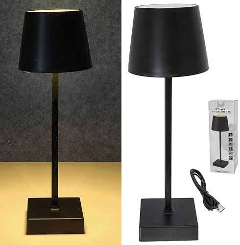 Cepewa LED Tischleuchte | schwarz 17 LEDs 8,5x32cm ABS PS | Touchfunktion USB akkubetrieben warmweiß | 3 Helligkeitsstufen 35 Lumen (1x Tischleuchte schwarz 32cm)