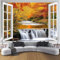Fototapete 3D-Fenster PVC Tapeten Moderne Wandtapete Wohnzimmer Schlafzimmer Herbstfluss Tapeten Wohnzimmer Jugendzimmer Wanddeko Wandtattoo selbstklebende 200x140cm