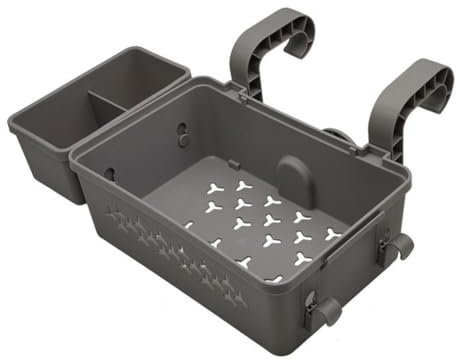 Swiixxer Bandeja de Almacenamiento Portátil Junto A la Piscina con Portavasos Accesorios para Piscinas Elevadas Almacenamiento Junto A la Piscina Gris