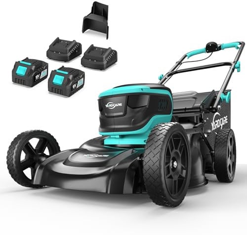 YARDCARE Tagliaerba a Batteria con 7 Altezze di Taglio, Fino a 675㎡, Tagliaerba Elettrico con Display LED, Larghezza di Taglio 41cm, Kit Mulching&Sacco Erba da 45L, Maniglia regolabile